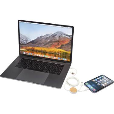 Logotrade ärikingitused pilt: Chechia 5-in-1 taaskasutatud plastist 150 cm kiirlaadimiskaabel bambusdetailidega